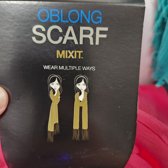 Fashion Scarf Thin Polyester  Colorful Pink Turquoise Oblong MIXIT Lot Of Two - Picture 4 of 9